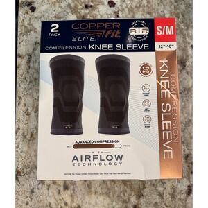 Copper Fit Elite Air Compression Knee Sleeve 2 Pack Black S/M 12-16in. B4..A